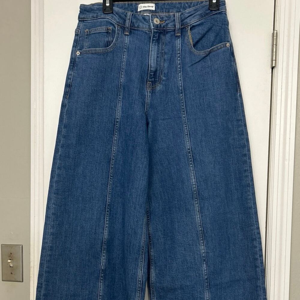 The Drop Frida Wide Leg High Waist Stretch Front Seam Jeans Medium Indigo 30 New - Picture 5 of 12